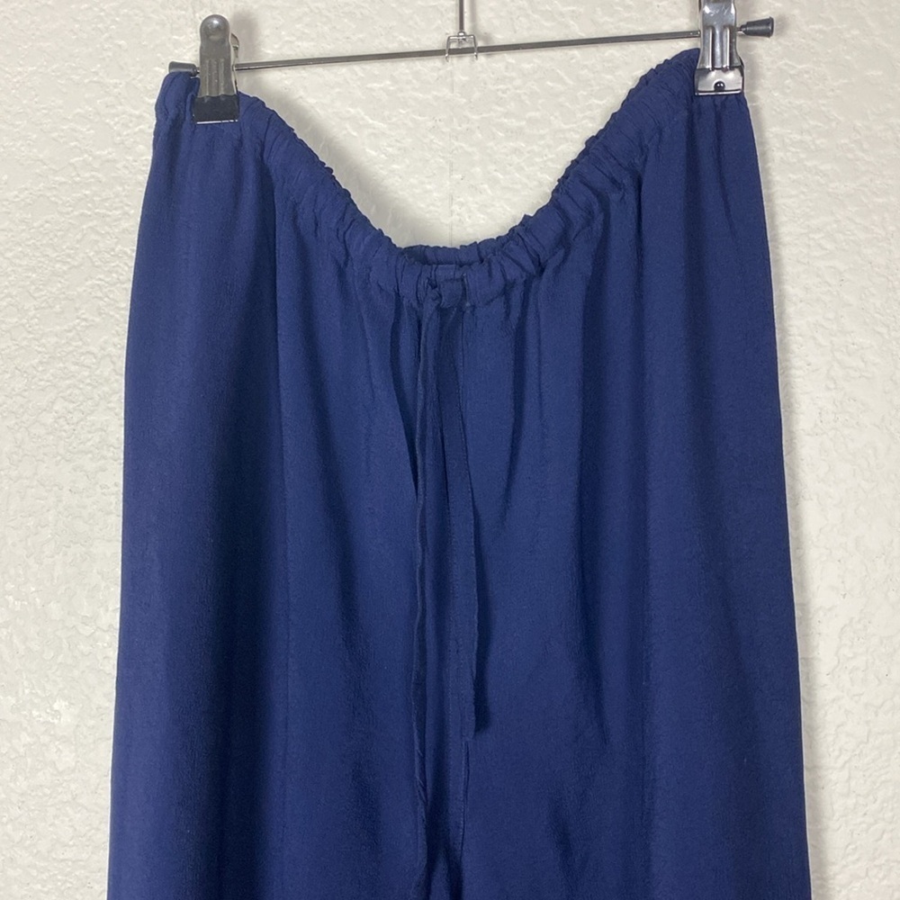 Vintage Laura, Ashley, navy blue lightweight, wide leg pants - Picture 3 of 7